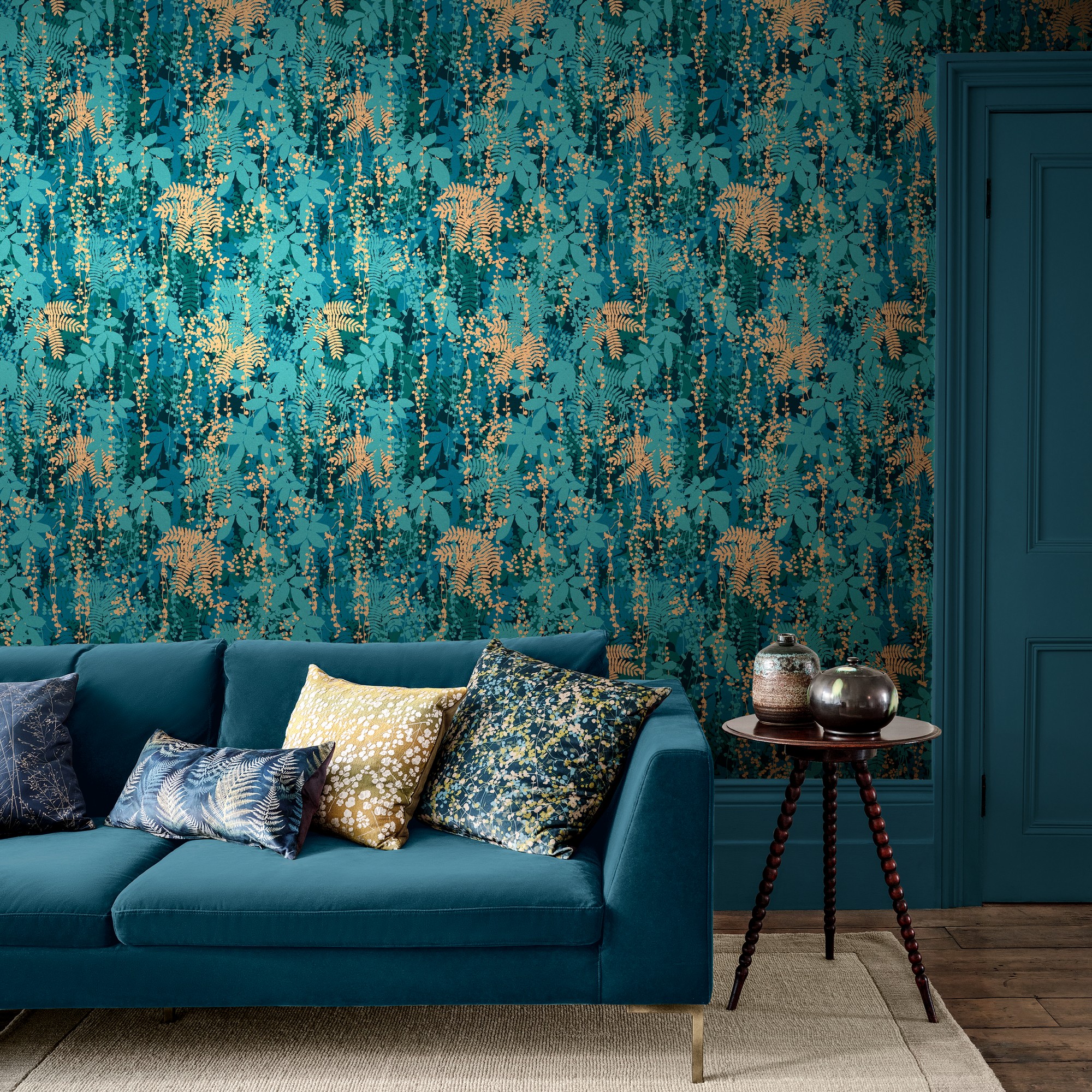 Canopy Wallpaper 120393 By Clarissa Hulse In Peacock Blue